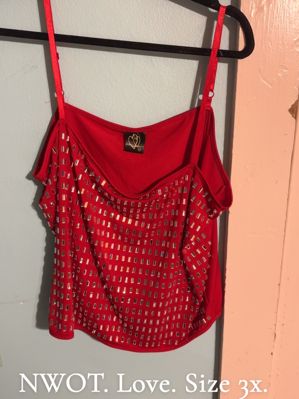 Love Red Studded Cami Tank Top